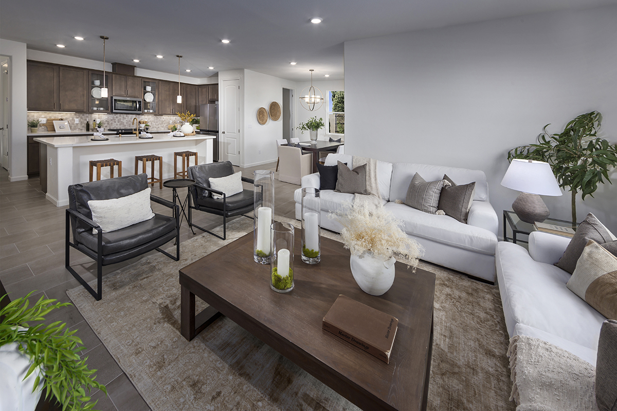 KB model home great room in Fresno, CA