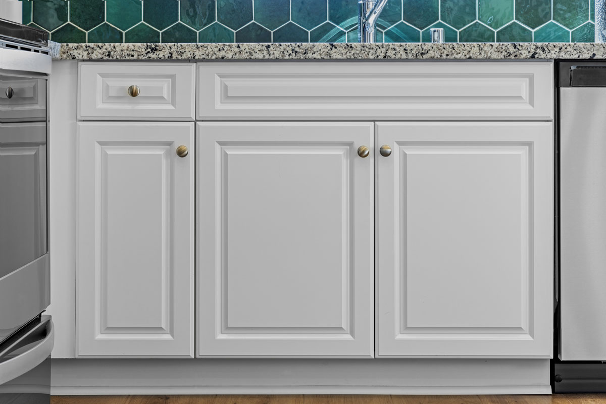 White thermofoil cabinets