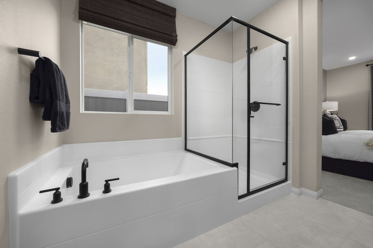 Optional tub and separate shower at primary bath