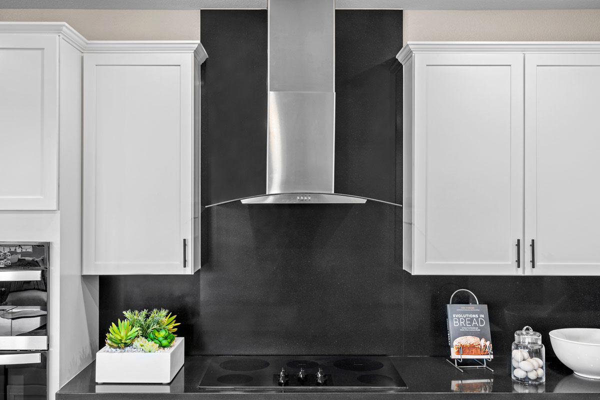 Wall-mounted hood and cooktop