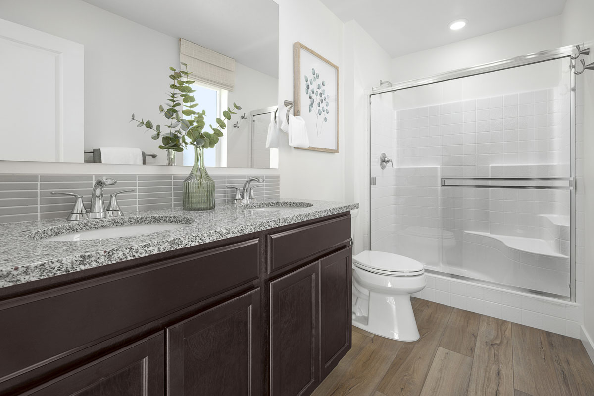 Walk-in shower at primary bath