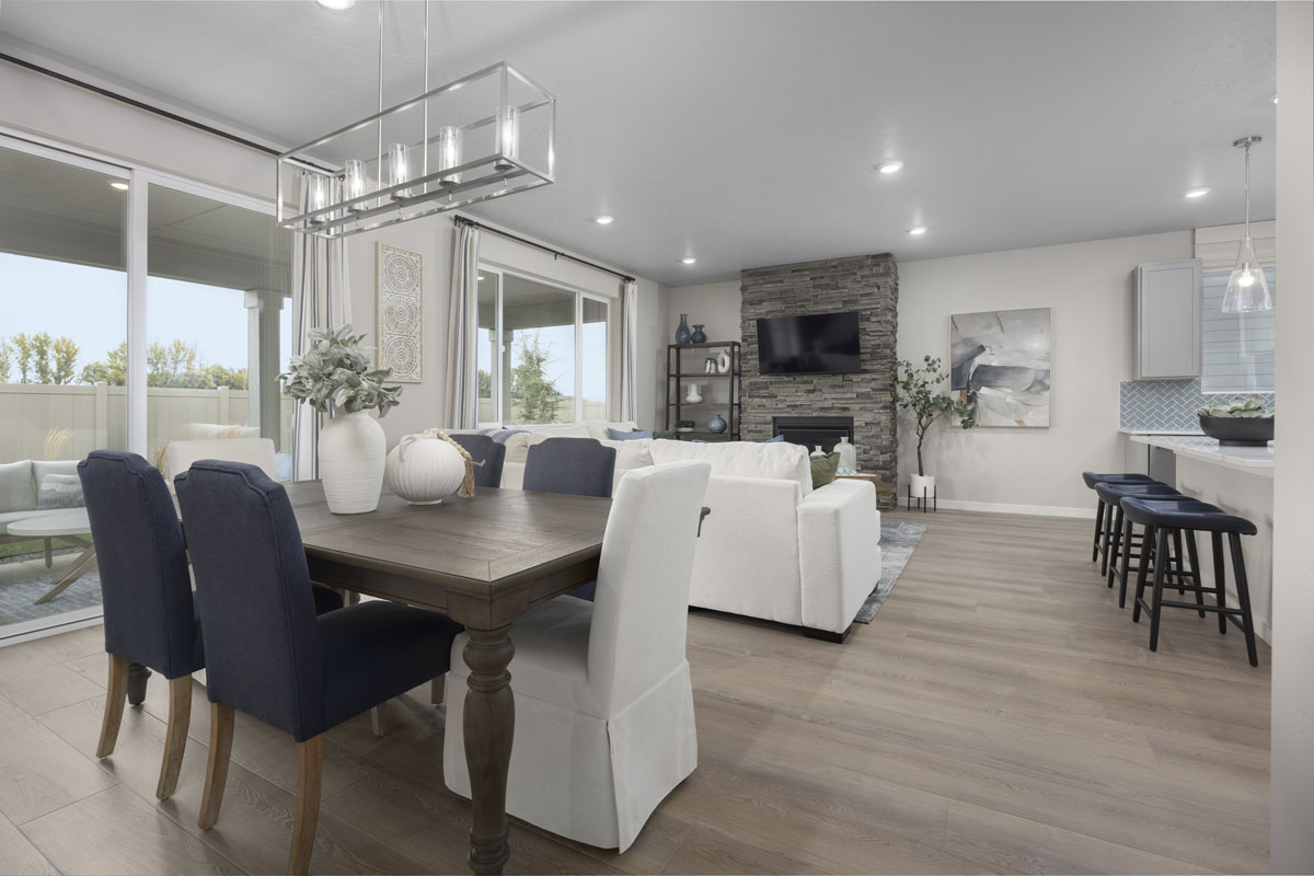 KB model home great room in Caldwell, ID