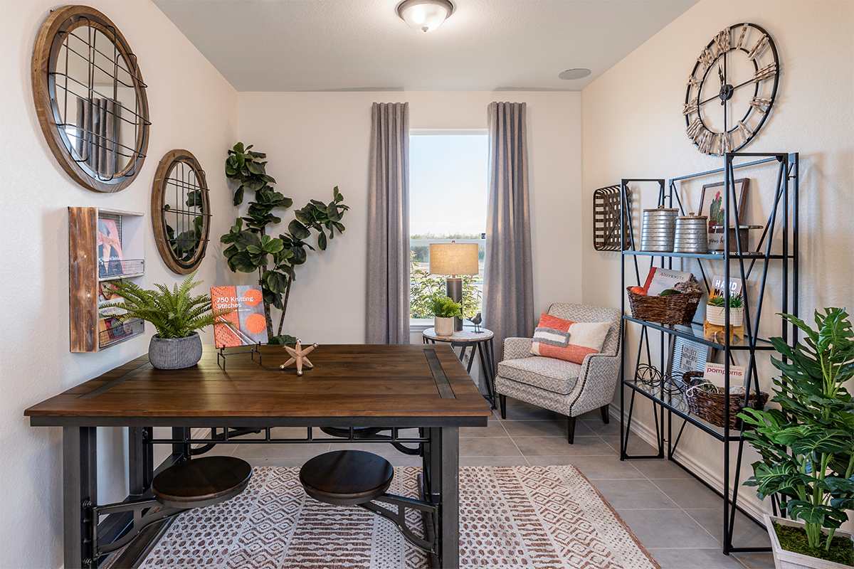 New Homes in San Antonio, TX - Tierra Buena Plan 1416 Den as modeled at Marbella