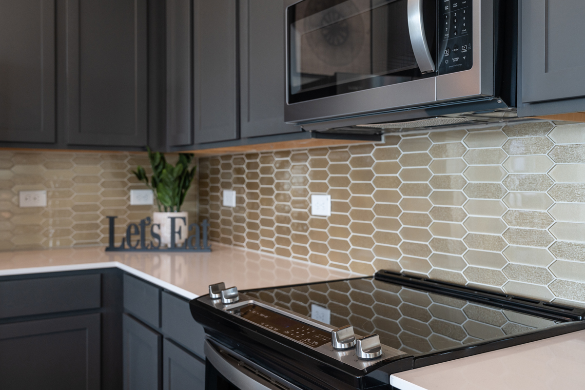 Mosaic tile backsplash