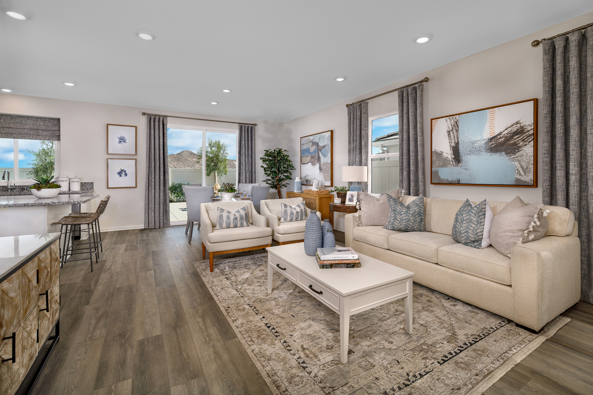 KB model home great room in Hemet, CA
