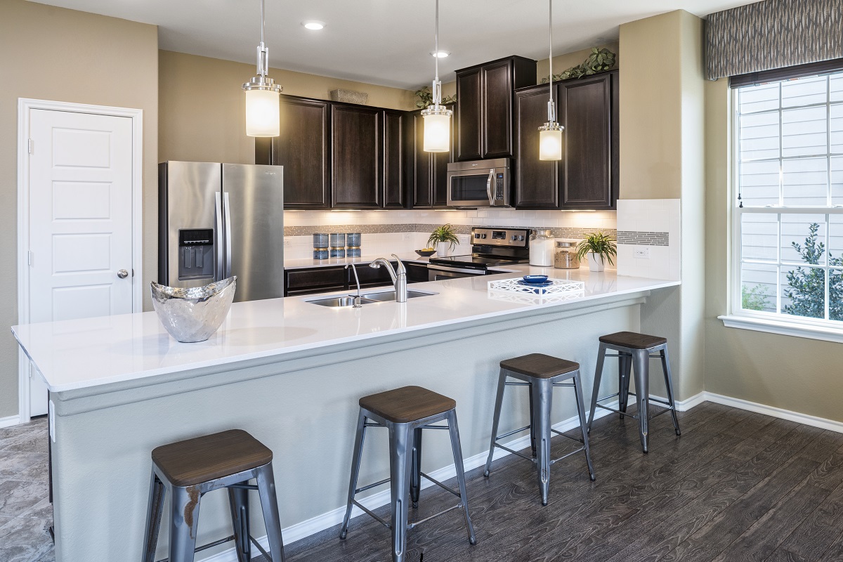 KB model home kitchen in Manor, TX